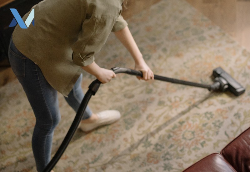 Canister Vacuum Cleaner In Use