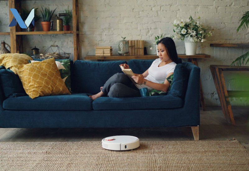 Robot Vacuum Cleaning Living Room